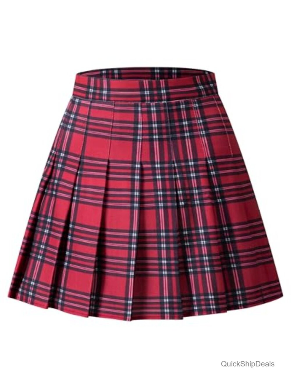 High-Waisted Pleated A-Line Mini Skater Skirt Stretch Casual